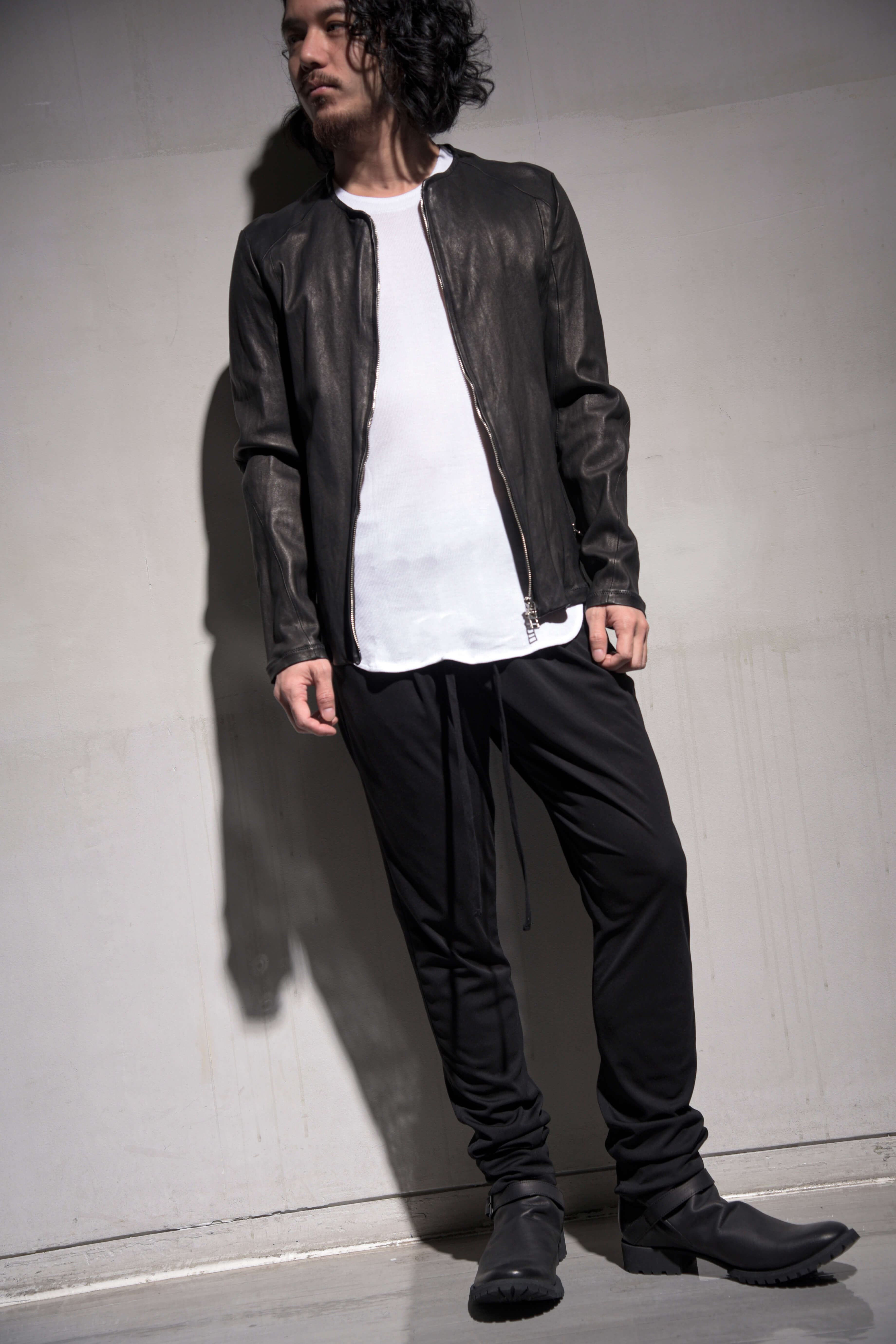 特販格安イタリア製　サンフレール　柔らか本革レザー半袖シャツ黒 S Sサイズ